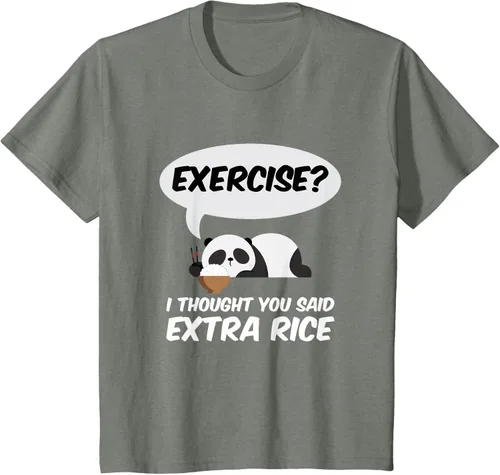 Vista 111 de ¿Ejercicio? I Thought You Said Extra Rice Panda Gift T-Shirt, Negro, S