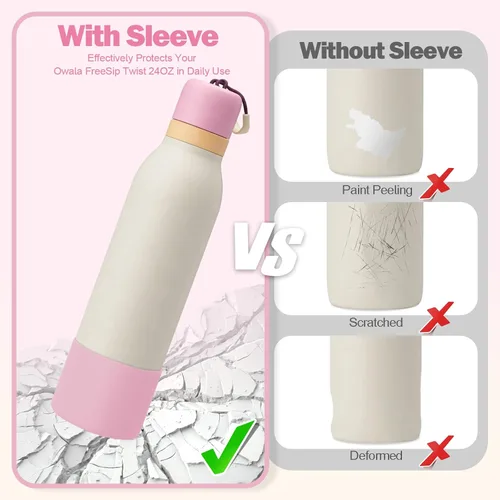 Vista 3 de 2 botas de silicona superiores para Owala FreeSip Twist de 24 onzas, funda inferior resistente a los arañazos, accesorios de botella de Owala