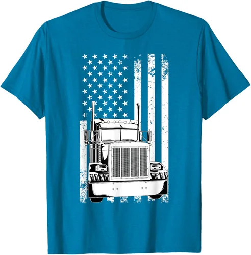 Vista 52 de Camión conductor bandera americana camionero vintage hombres mujeres regalo camiseta