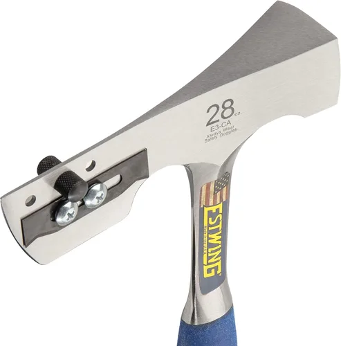 Vista 3 de ESTWING Shingler's Hammer - Herramienta para techadores de 28 onzas con cara fresada y agarre de reducción de golpes, E3-CA