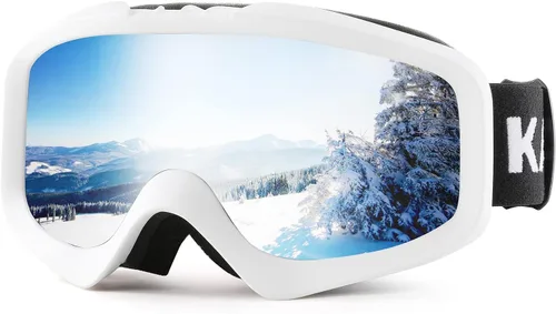 Vista 9 de Karsaer - Gafas de esquí antivaho, gafas de nieve OTG, 100% protección UV, gafas de snowboard con lentes dobles flexibles para hombres, mujeres