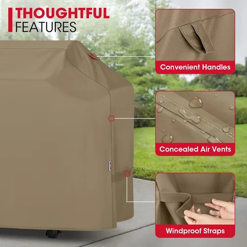 Vista 6 de Unicook - Funda para parrilla de barbacoa, resistente al agua, para exteriores, con costuras selladas, resistente al desgarro y a la decoloración