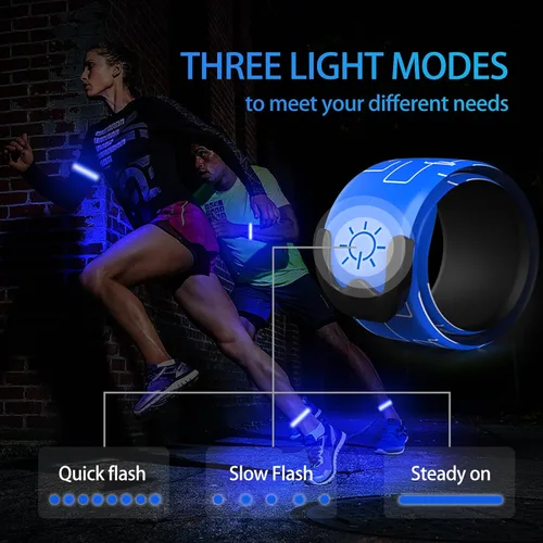 Vista 3 de Paquete de 2 brazaletes LED – Luces de correr recargables con equipo reflectante, luces LED de alta visibilidad