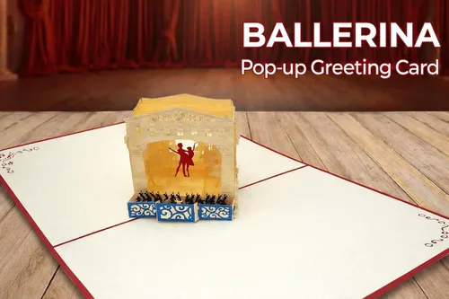Vista 9 de iGifts And Cards Tarjeta de felicitación emergente 3D de Ballet Theater – Tarjeta de felicitación de escenario de actuación de baile, aniversario