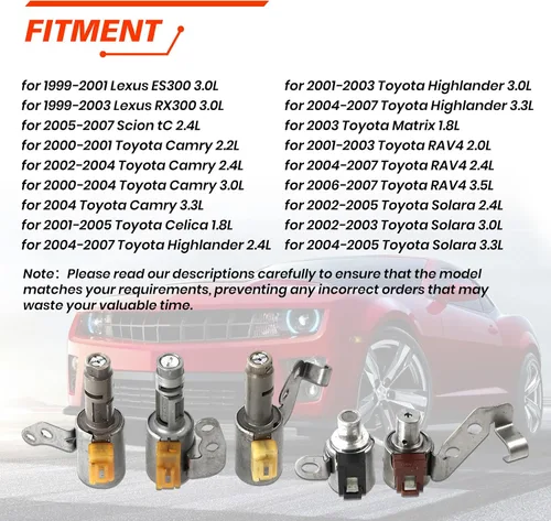 Vista 2 de Kit de solenoide de transmisión CVT de 5 piezas, compatible con ES300 RAV4 Camry Highlander Solara Celica, válvula de solenoides de transmisión