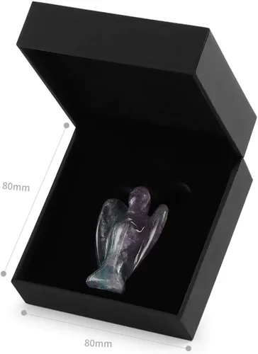 Vista 5 de Artistone Figuras de ángel de fluorita arcoíris con cristales curativos, estatua de ángel guardián de bolsillo natural, decoración de piedra
