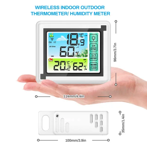 Vista 6 de Number-one Estación meteorológica inalámbrica para interiores y exteriores, termómetro con sensor remoto, monitor digital de temperatura y humedad