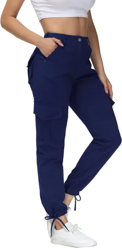 Vista 2 de Dafensi Cargo Pants for Women High Waisted Casual Joggers Pants Adjustable Waist Hiking Cargos with 6 Pockets