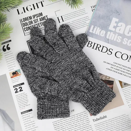 Vista 6 de 12 pares de guantes de invierno de punto cálidos a granel para adultos, guantes mágicos elásticos para hombres, mujeres y adolescentes