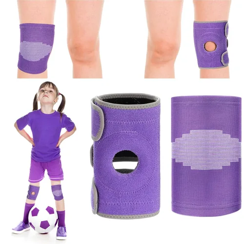 Vista 8 de 2 rodilleras para niños, rodilleras de compresión para niños y niñas, básquetbol, voleibol, deportes y gimnasia (negro, M)