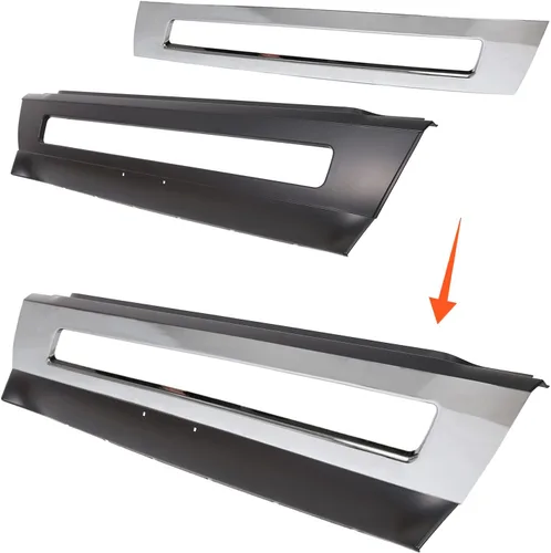 Vista 4 de ECOTRIC Cubierta central de parachoques negra+moldura cromada compatible con la serie de camiones Volvo VNL 300 430 630 670 730 780 2004-2017