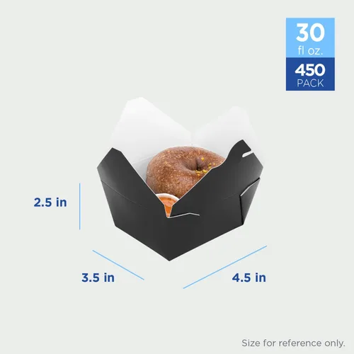 Vista 2 de Karat Paper to Go Boxes [30 oz - 450 ct] Resistente a fugas, microondas, resistentes a la grasa y apilables, color negro