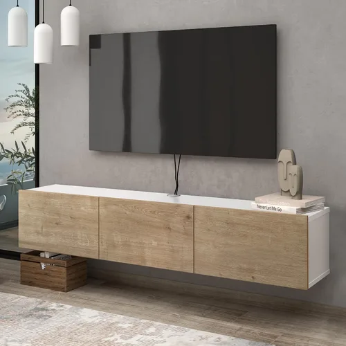 Vista 12 de Atelier Mobili - Soporte de TV flotante negro de 65 pulgadas, centro de entretenimiento flotante para TV de 80 pulgadas, gabinete de TV negro