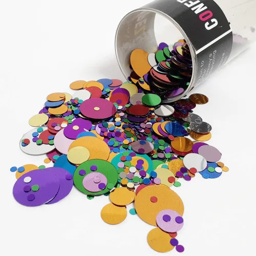 Vista 5 de Confeti Circle New Bubbly (3 tamaños), dorado, plateado, 2 bolsas de media onza (1 oz) #8475 Q01