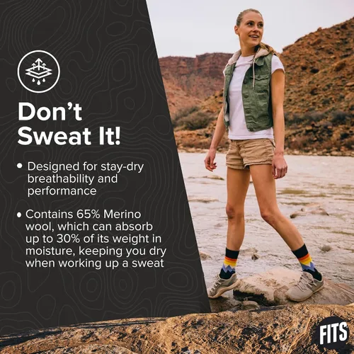 Vista 4 de FITS Mountain Top Light Hiker for Men and Women, Merino Wool Moisture-Wicking, Breathable, Odor Resistant, Cushioned