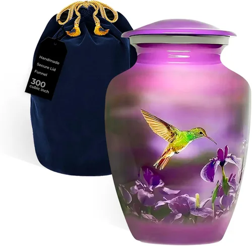 Vista 9 de Trupoint Memorials Urnas de Cremación para Cenizas Humanas de Adultos Mujeres, Urna Funeraria Decorativa para Hombres y Mujeres – Grande, Colibrí