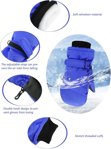 Vista 6 de SATINIOR 2 pares de guantes de nieve para niños, impermeables, guantes de esquí de invierno cálidos y gruesos para niñas y niños