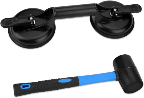 Vista 11 de Herramienta fijadora de huecos de piso para reparación de huecos de piso laminado, incluye ventosa y maza, kit azul
