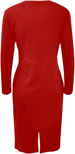 Vista 4 de TREBIN Cute Fall Dresses Ladies Deep V Sexy Fashion Folded Sequins Packed Hip Long Sleeve Long Dress