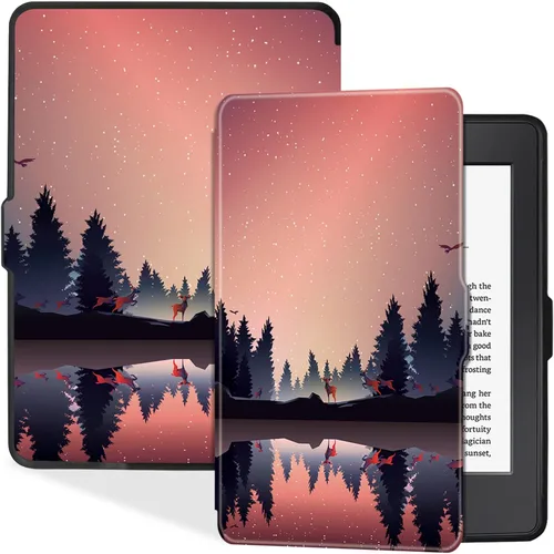 Vista 16 de Funda delgada para Kindle Paperwhite 5ª/6ª/7ª generación, color negro (Modelo EY21 y DP75SDI), delgada y ligera, cubierta de piel sintética