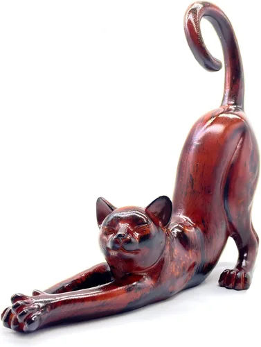 Vista 9 de Estatua de estiramiento de gato, escultura, regalos para amantes de los gatos, arte, oficina, decoración del hogar, accesorios de escritorio