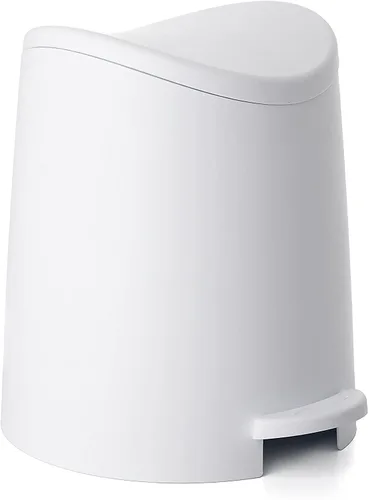 Vista 16 de Superio MIni - Basurero de plástico con tapa, 3 litros, color negro, moderno, curvado, con pedal de pie, mini cubo de basura de cocina, cierre