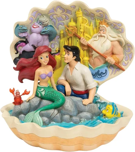 Vista 4 de Enesco Disney Traditions by Jim Shore - Figura de escena de concha de sirena, 8.07 pulgadas, multicolor
