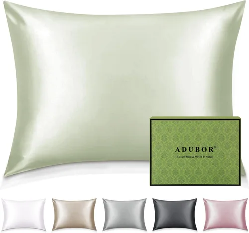 Vista 33 de Adubor Funda de almohada 100% de seda, fundas de almohada de seda de morera, 22 fibras de grado Momme 6A, funda de almohada de seda para la salud