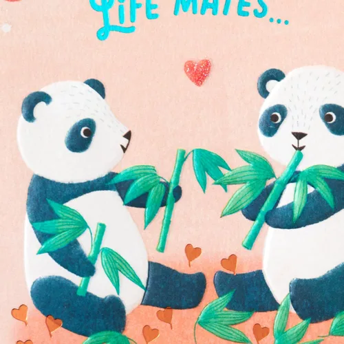 Vista 6 de Hallmark Tarjeta de aniversario (almas gemelas, pandas)