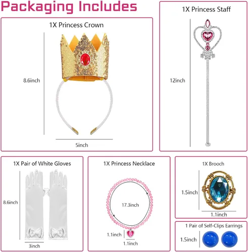 Vista 2 de Mooedcoe Disfraz de princesa para niñas pequeñas, vestidos de princesa para cosplay, fiesta de cumpleaños con accesorios