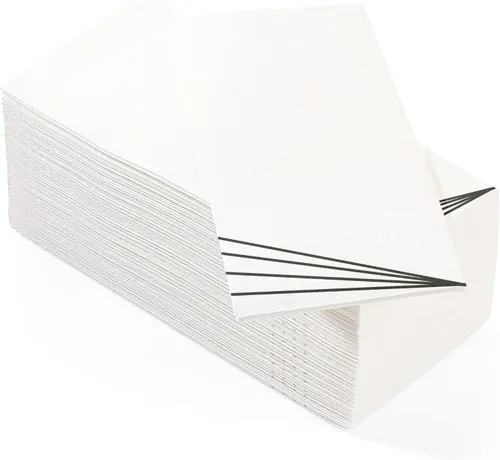 Vista 4 de Paquete de 50 toallas de mano de papel para invitados con sensación de lino, toallas de papel desechables súper absorbentes para baño, fiesta, bodas