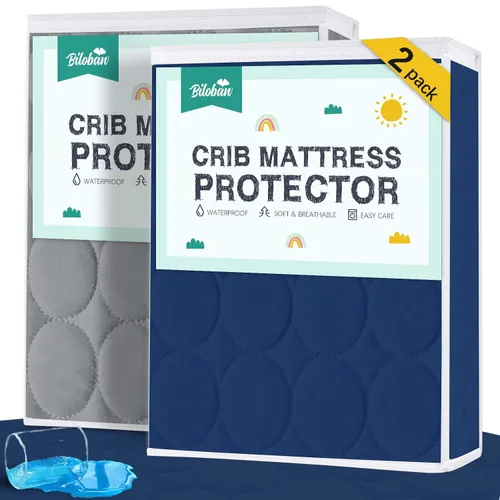 Vista 9 de Sábanas Protectoras de Colchón para Cuna Impermeables Paquete de 2, Funda Acolchada de Protector de Colchón para Cuna Ajustable para Colchón de Cama