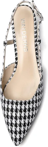 Vista 3 de WAYDERNS Zapatos de tacón bajo con correa de tobillo y puntera puntiaguda para mujer, 1.5 pulgadas
