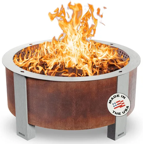 Vista 16 de Breeo Fogata sin humo (Serie X 19, acero inoxidable), hoguera sin humo de 22.1 pulgadas para exterior, 47 libras, ideal para familias, compatible