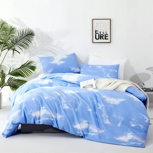 Vista 10 de Luxlovery Juego de edredón con diseño marmoleado blanco y negro, edredón moderno y acogedor, diseño abstracto, para hombres, adolescentes y niños