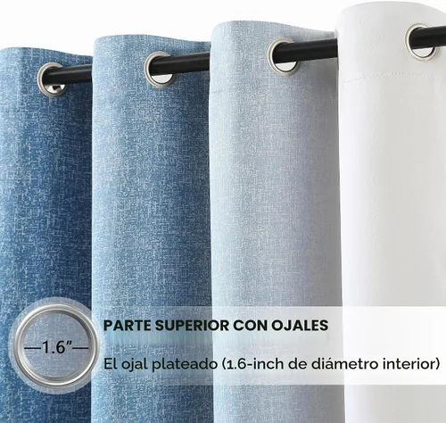 Vista 5 de Cortinas Completamente Opacas Azul Degradado de 63 pulgadas de Largo para Sala de Estar y Dormitorio, Cortinas con Aislamiento Térmico para Navidad