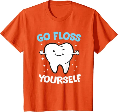 Vista 34 de Camiseta higienista dental, asistente dental, Go Floss Yourself dentista, Negro, S