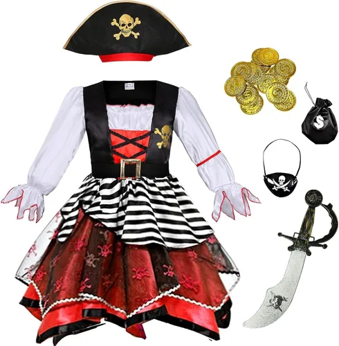 Vista 2 de Disfraz de pirata para niñas de Halloween