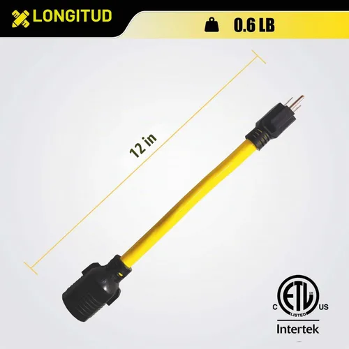Vista 5 de Cable adaptador NEMA 5-15P a L14-30R, convertidor de bloqueo giratorio de 4 clavijas de 120 V a 30 amperios, interruptor de transferencia de enchufe