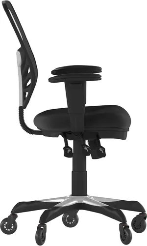 Vista 7 de Flash Furniture Nicholas Silla de oficina ergonómica giratoria ejecutiva multifunción de malla negra con brazos ajustables y ruedas de rodillo