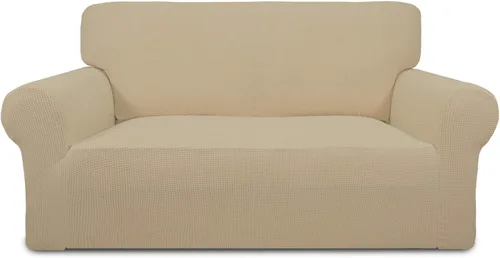 Vista 40 de PureFit Funda elástica para sofá biplaza, funda de sofá suave y antideslizante de jacquard de elastano, protector de muebles lavable con espuma