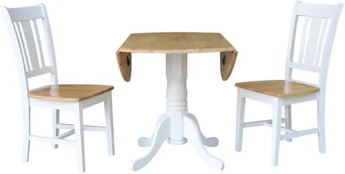 Vista 9 de IC INTERNATIONAL CONCEPTS Mesa de comedor de doble hoja de 42 pulgadas con 2 sillas Nogal/Concha