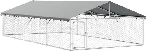 Vista 12 de vidaXL Perrera para perros al aire libre con techo 157.5"x39.4"x59.1