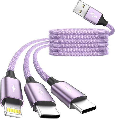 Vista 14 de Cable de Carga 4 en 1 de Carga Rápida de 65W, Cable USB C 4 en 1 Cable de Carga Múltiple USB con Chip E-Mark, Cable Cargador Múltiple para iPhone