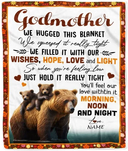 Vista 20 de Manta personalizada con texto en inglés «To My Godmother from Goddaughter Godson Thank You for Being My Godmother», para Día de la Madre