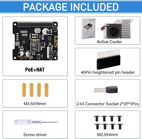 Vista 8 de GeeekPi P30 PoE+ HAT para Raspberry Pi 5, con enfriador activo oficial Pi 5