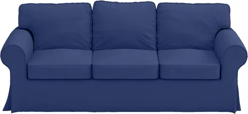 Vista 7 de Premium funda de repuesto de algodón pesado Ektorp para sofá de 3 asientos, compatible con funda de sofá de tres plazas IKEA Ektorp (Azul profundo)