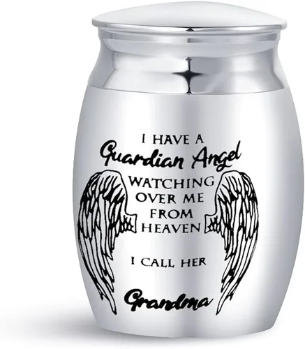 Vista 20 de Auntie Guardian Angel Mini Urnas de cremación para cenizas humanas, portátil, tamaño pequeño, de acero inoxidable, recuerdo, regalos funerarios