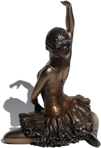 Vista 3 de Figura de bailarina de 5.13 pulgadas - Warming Up Cold Cast Bronzed Figurine