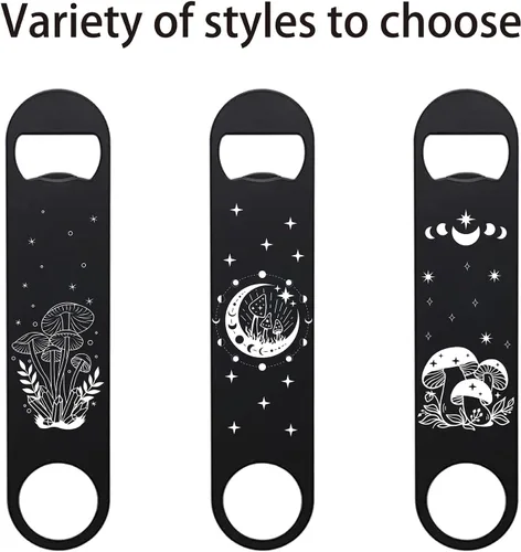 Vista 7 de CREATCABIN Phase Moon - Abrebotellas plano de metal de velocidad, abridor de botellas de acero inoxidable, llave de barra para camarero, hogar